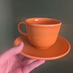 Fiestaware Tangerine Teacup and Saucer Set